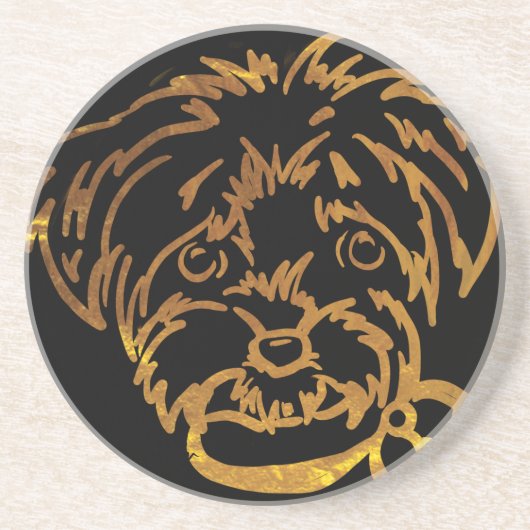 Yorkie Poo Zandsteen Onderzetter (Voorkant)