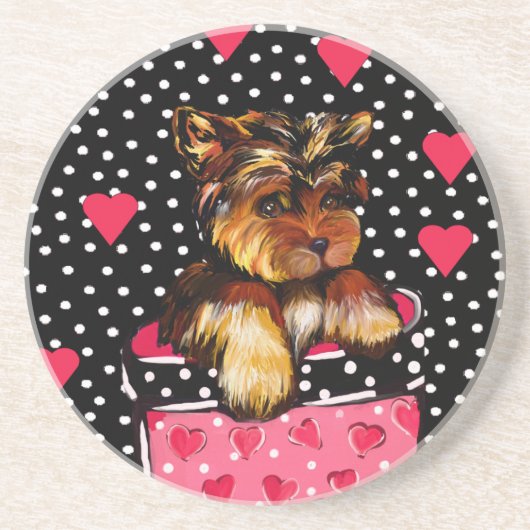 YORKIE POO ZANDSTEEN ONDERZETTER (Voorkant)