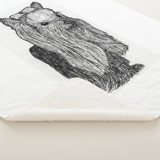Yorkie Portrait Monochromatic Throw Blanket (3/4)