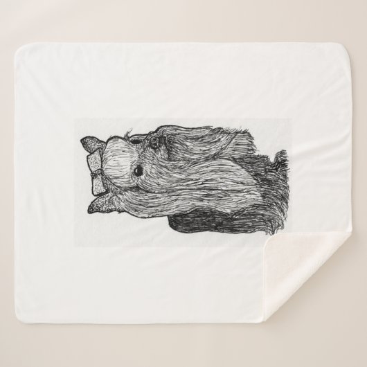 Yorkie Portrait Monochromatic Throw Blanket (Voorkant (horizontaal))