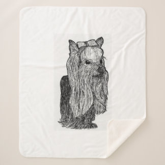 Yorkie Portret Monochrome Worpdeken Sherpa Deken