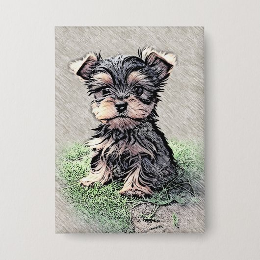 Yorkie, Pup,huisdier Button (Voorkant)