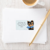 Yorkie Puppy Blue Scarf Fancy Etiket (Insitu)