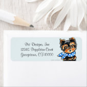 Yorkie Puppy Blue Scarf Fancy Etiket (Insitu)