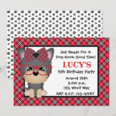 Yorkie Puppy Dog Red Birthday Party Kaart (Voorkant / Achterkant)