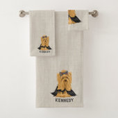 Yorkie Puppy | Dog Yorkshire Terrier Gepersonalise Bad Handdoek (Insitu)