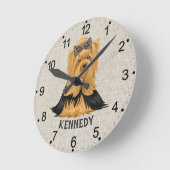 Yorkie Puppy | Dog Yorkshire Terrier Gepersonalise Ronde Klok (Hoek)