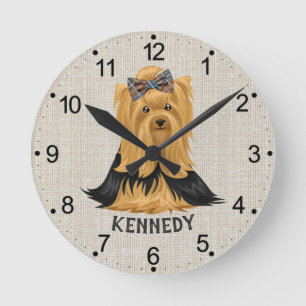 Yorkie Puppy   Dog Yorkshire Terrier Gepersonalise Ronde Klok