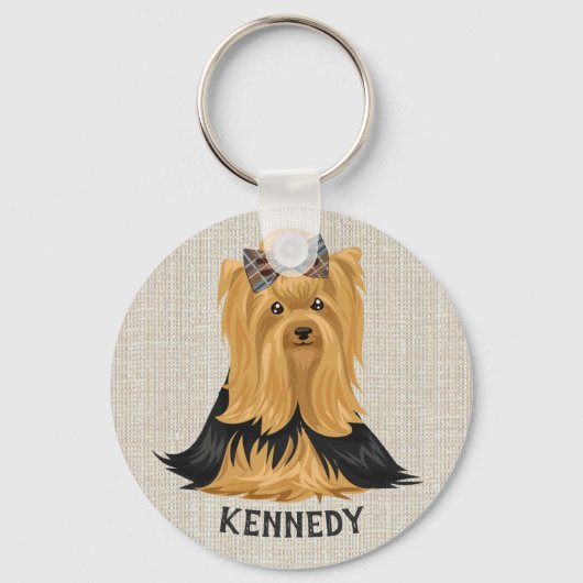 Yorkie Puppy | Dog Yorkshire Terrier Gepersonalise Sleutelhanger (Voorkant)