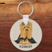 Yorkie Puppy | Dog Yorkshire Terrier Gepersonalise Sleutelhanger (Voorkant)