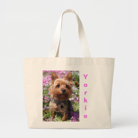 Yorkie Puppy Hondenliefhebber Cute Yorkshire Terri Grote Tote Bag (Voorkant)