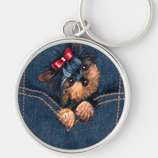 Yorkie Puppy in Pocket Sleutelhanger (Voorkant)
