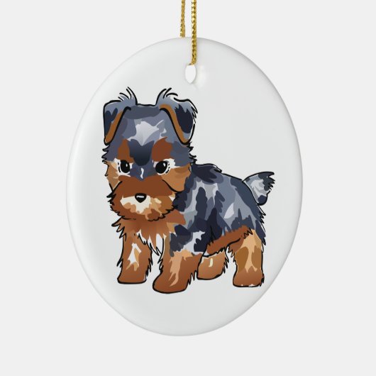 Yorkie Puppy Keramisch Ornament (Rechts)