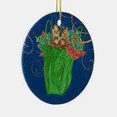Yorkie Puppy kerstversiering Keramisch Ornament (Rechts)