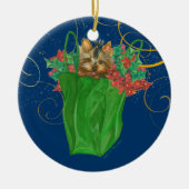 Yorkie Puppy kerstversiering Keramisch Ornament (Voorkant)