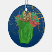 Yorkie Puppy kerstversiering Keramisch Ornament (Links)
