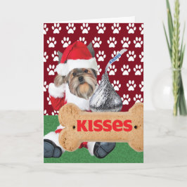 Yorkie Puppy Kiss Kerst Kaarten