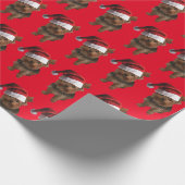 Yorkie Puppy met Pet voor kerstmis Cadeaupapier (Hoek)