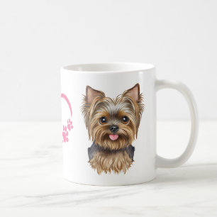 Yorkie Puppy Pink Waterverf Yorkshire Terrier Koffiemok
