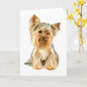 Yorkie Puppy Wenskaart Kaart (Gele Bloem)