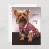 Yorkie Pyjama Feestje Uitnodiging Briefkaart (Voorkant / Achterkant)