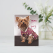Yorkie Pyjama Feestje Uitnodiging Briefkaart (Staand voorkant)