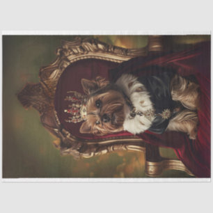 Yorkie Red Kings Stoel Lichte Achtergrond Decoupag Tissuepapier