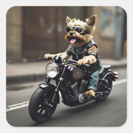 Yorkie Riding Motorcycle Sticker