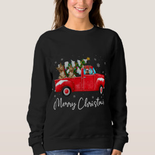Yorkie Rode Vrachtwagen Kerstmis Kerstman Hoed Hon Trui