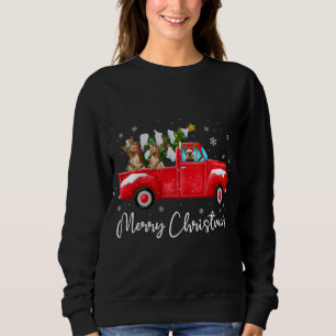 Yorkie Rode Vrachtwagen Kerstmis Kerstman Hoed Hon Trui