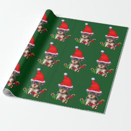 Yorkie Santa Christmas Cadeaupapier