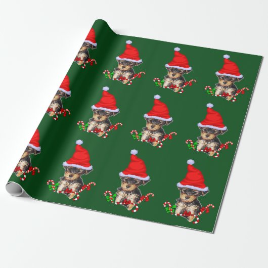 Yorkie Santa Christmas Cadeaupapier (Uitgerold)