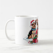 Yorkie Santa hat gewei elf kerstverlichting Koffiemok (Links)