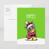 Yorkie Scarf Happy Howl-i-days Feestdagenkaart (Voorkant / Achterkant)