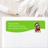 Yorkie Scarf met kerstcadeau Mod Green Stripe Etiket (Insitu)