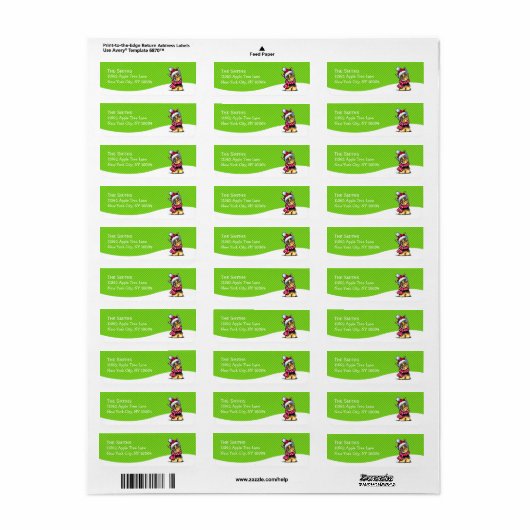 Yorkie Scarf met kerstcadeau Mod Green Stripe Etiket (Full Sheet)