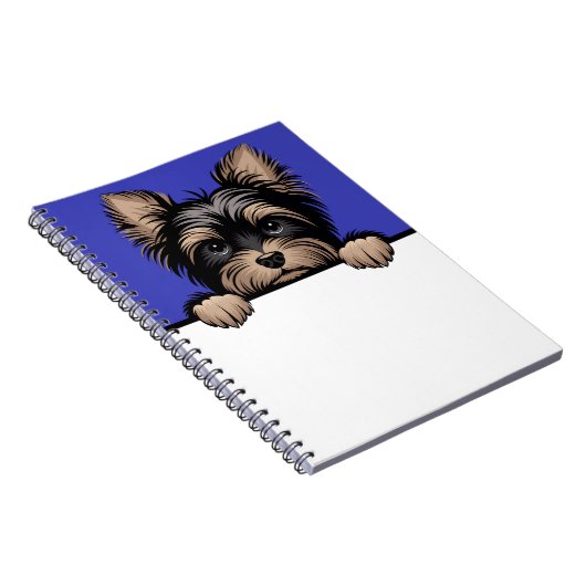 Yorkie Schattige Peeking Yorkshire Terrier Hondenl Notitieboek (Rechterzijde)
