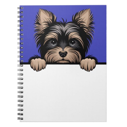 Yorkie Schattige Peeking Yorkshire Terrier Hondenl Notitieboek (Voorkant)