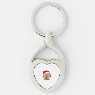 Yorkie Shirt Schattige Dog Santa Hat Afbeelding Fu Sleutelhanger