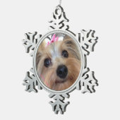 Yorkie Snowflake-kerstversiering Tin Sneeuwvlok Ornament (Rechts)