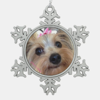 Yorkie Snowflake-kerstversiering Tin Sneeuwvlok Ornament