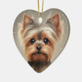 Yorkie Snowy Moment Kerst Schattige Keramisch Ornament (Links)