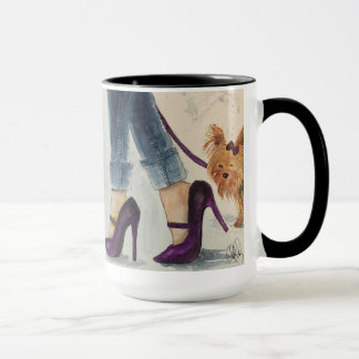 Yorkie & Stilettos Waterverf Design Mok