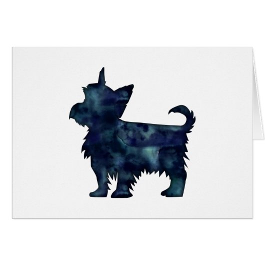 Yorkie Terrier Black Waterverf Silhouette Card (Voorkant Horizontaal)