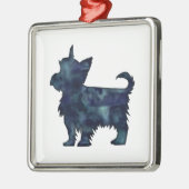 Yorkie Terrier Black Waterverf Silhouette Metalen Ornament (Links)