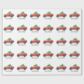 Yorkie Terrier-hond die een kerstauto bestuurt Cadeaupapier (Vlak)