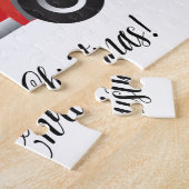 Yorkie Terrier-hond die een kerstauto bestuurt Legpuzzel (Zijkant)