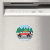 Yorkie Terrier-hond die een kerstauto bestuurt Magneet (Insitu (Vaatwasser))