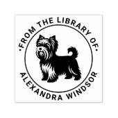 Yorkie Terrier Hond Standing Sil Library Boeknaam Zelfinktende Stempel (Design)