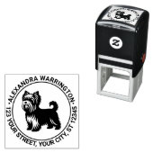 Yorkie Terrier Hond Standing Sil Naam RET Adres Zelfinktende Stempel (In situ)